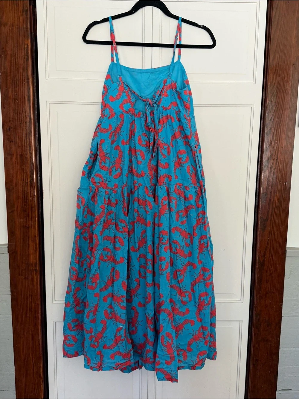 J.Crew Lobster print tie back tiered midi dress women’s size 6